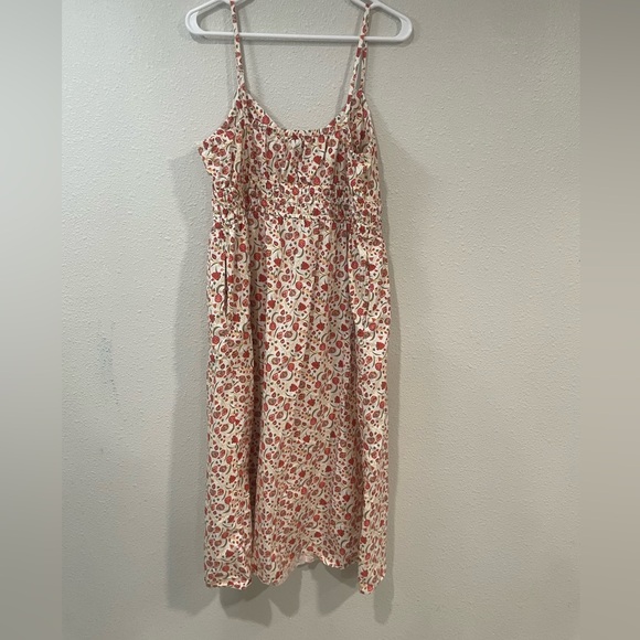Old Navy Cream with Red Floral Midi Sundress with Pockets – Size Large - Picture 5 of 8